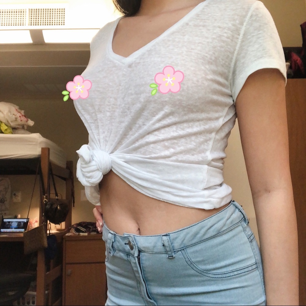 H&M Divide Semi-Sheer White T-Shirt